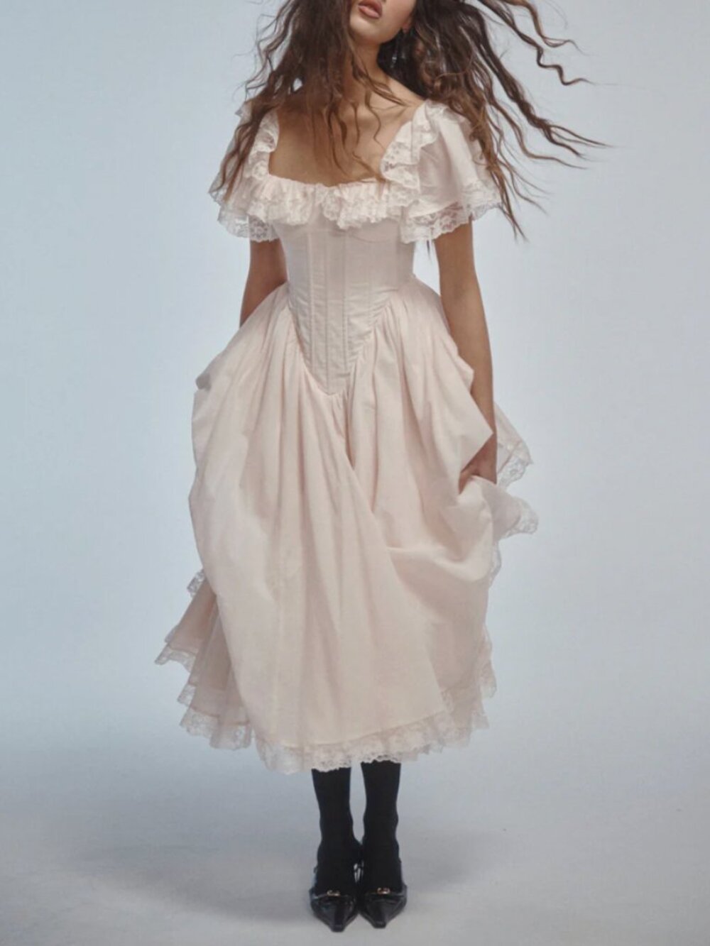 BEST Selkie The Lickety Split Cupid Midi Dress Large Pale Pink - Picture 4 of 10